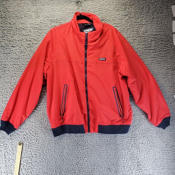 Lands End Jacket Mens XL Red Zip-Up Nylon Mesh Lined Windbreaker Gorpcore - Picture 1 of 9